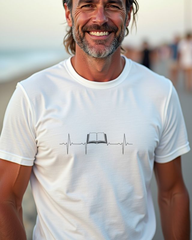 EKG Herzschlag Bücher - Geschenk für Bücherwürmer – T-Shirt