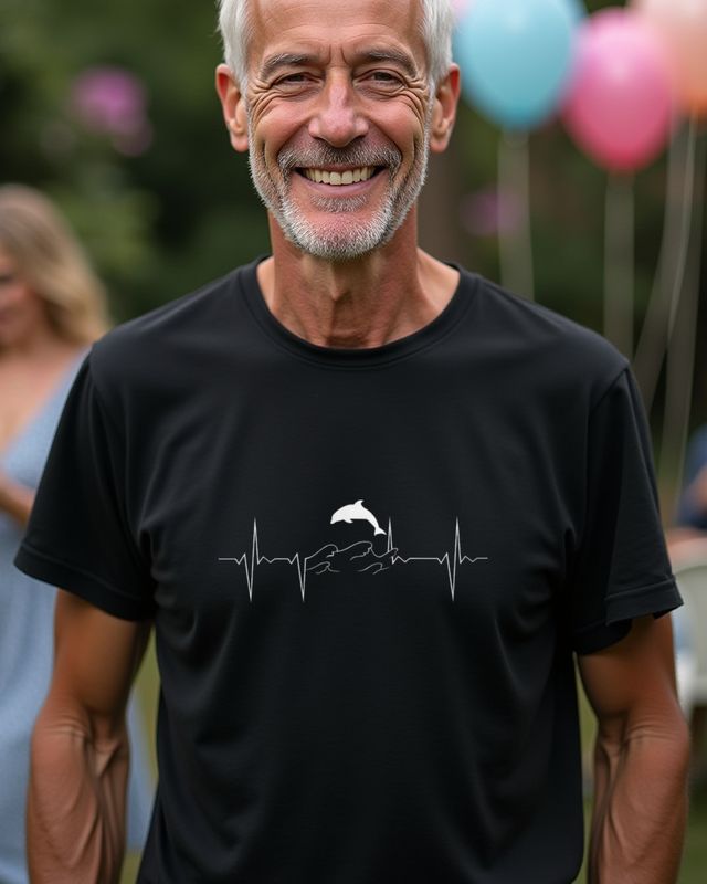 Herzschlag EKG mit Delfin - Delfin Motiv für Meeresfans – T-Shirt