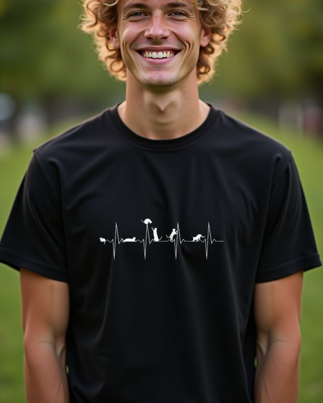 Herzschlag EKG Katzen - Katzenliebhaber Geschenk – T-Shirt
