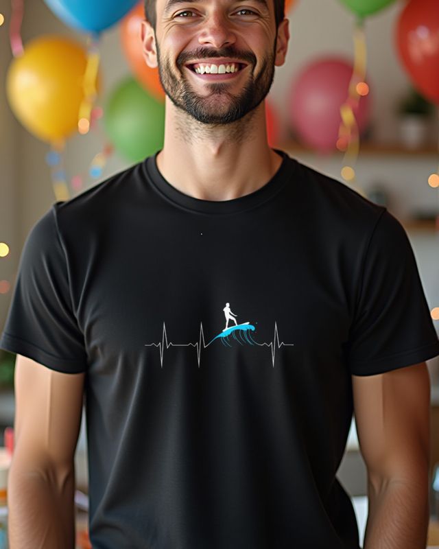 Surfer Herzschlag Linie - Wellenreiten EKG Geschenk – T-Shirt