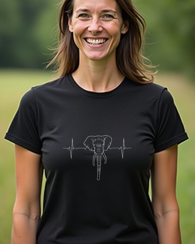 EKG Heartbeat Elephant Head - Gift for Elephant Lovers – T-Shirt