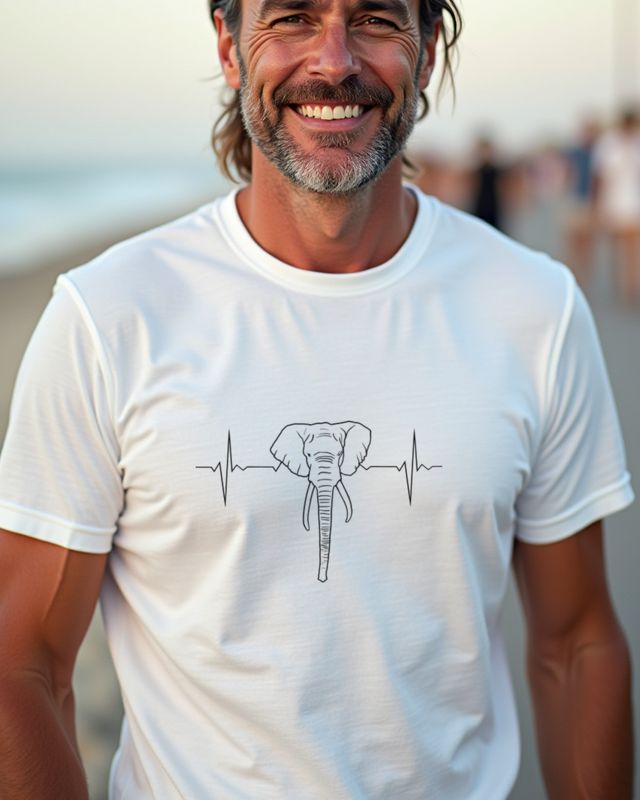 EKG Herzschlag mit Elefantenkopf - Geschenk Elefant Fans – T-Shirt