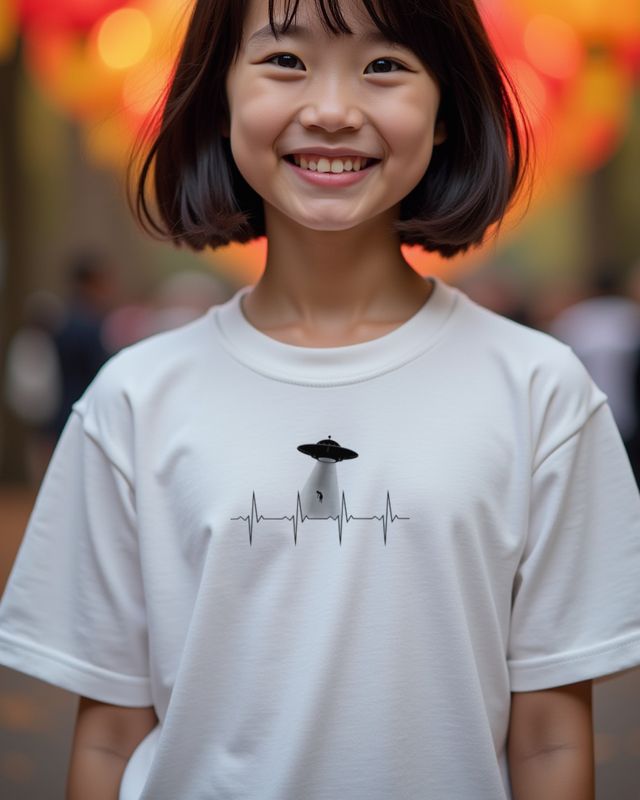 EKG Herzschlag mit UFO - Geschenk für Alien Fans – T-Shirt