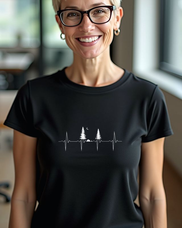 Heartbeat EKG Forest and Outdoor - Camping Lover Gift โ T-Shirt