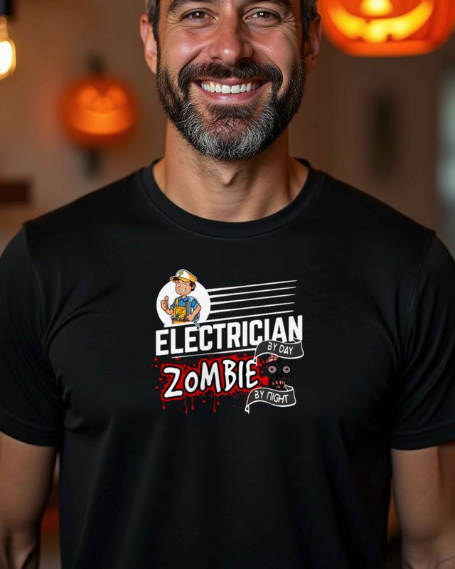 Electrician by Day Zombie by Night - Elektriker Halloween – T-Shirt