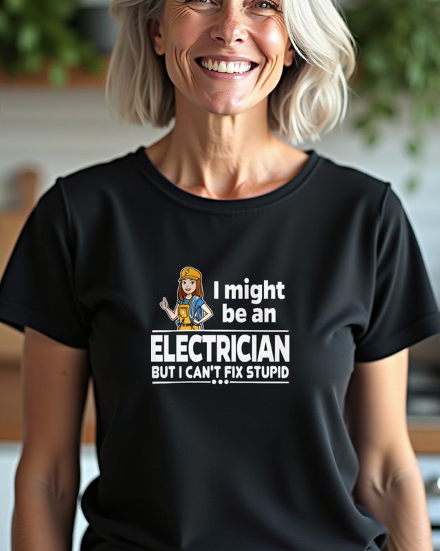 Electrician Can’t Fix Stupid - Lustiges Elektrikerin Shirt – T-Shirt