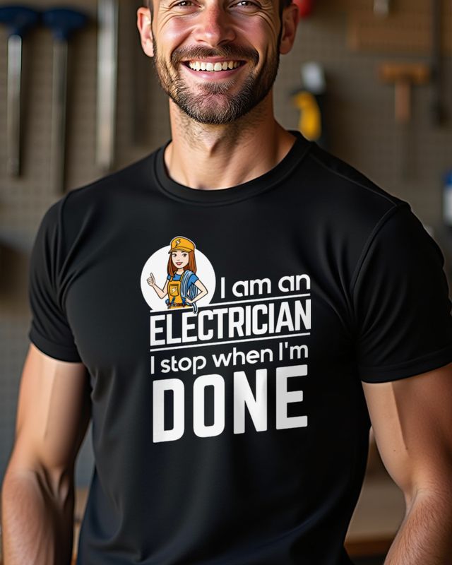 Electrician I Stop When I’m Done - Elektriker Spruch – T-Shirt