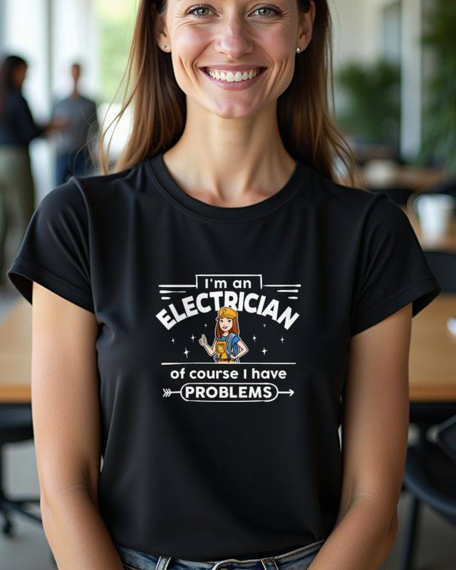 Female Electrician with Problems - Lustige Elektrikerin – T-Shirt