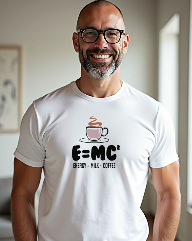 Energy = Milk Coffee - Lustiger Kaffee Spruch Physik – T-Shirt