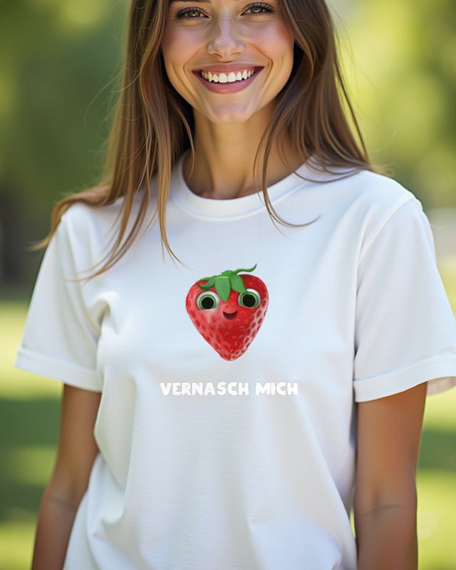 Erdbeere Vernasch mich - Lustiges Obst Spruch Motiv – T-Shirt