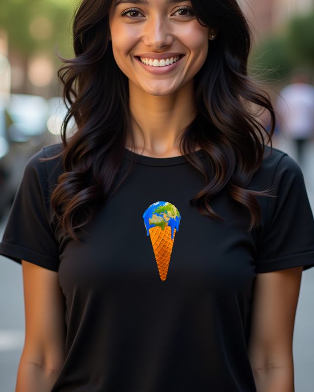 Erde als Eiscreme - Lustiges Klimawandel Motiv Sommer – T-Shirt