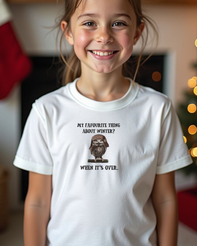 Eule mit Uschanka - Ist der Winter vorbei - Lustiges Motiv – T-Shirt