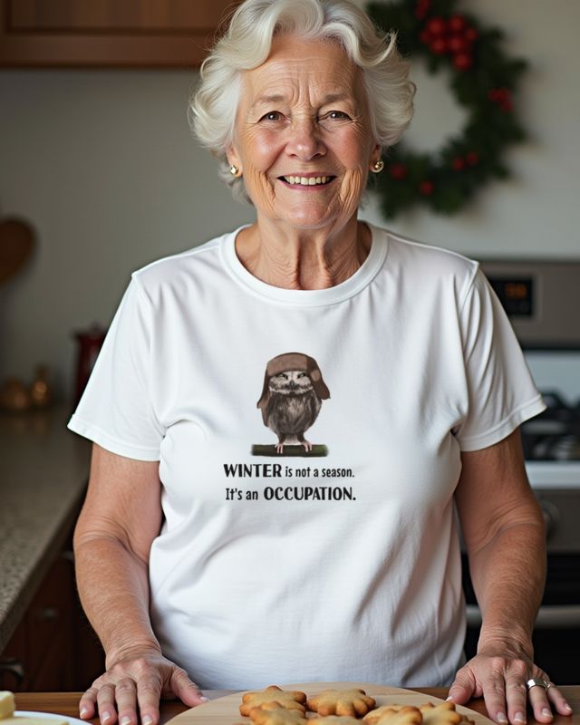 Owl in Ushanka - Winter Hobby - Funny Winter Design – T-Shirt