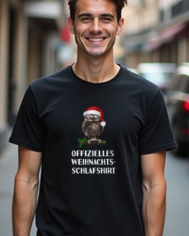 Offizielles Weihnachts Schlafshirt Eule - Gemütlich – T-Shirt