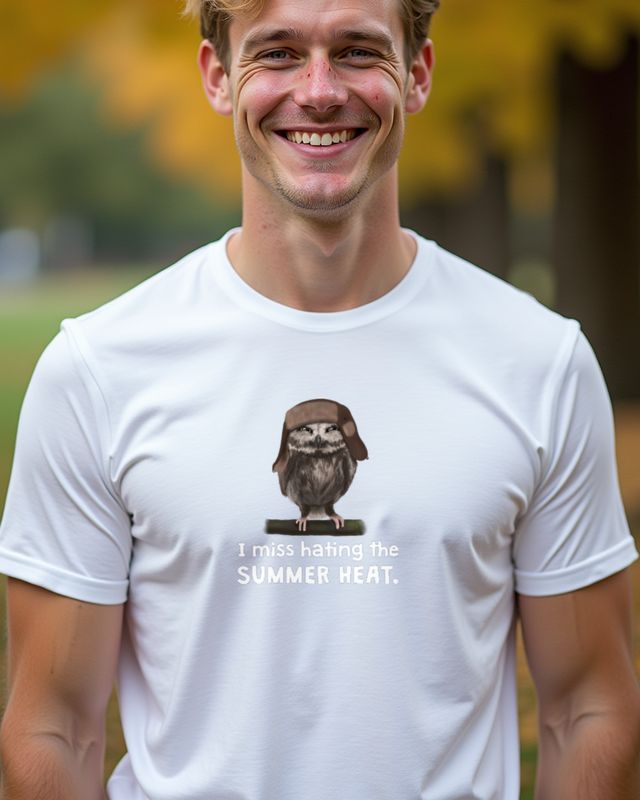 Owl in Ushanka Missing Summer - Funny Winter Owl Gift โ T-Shirt