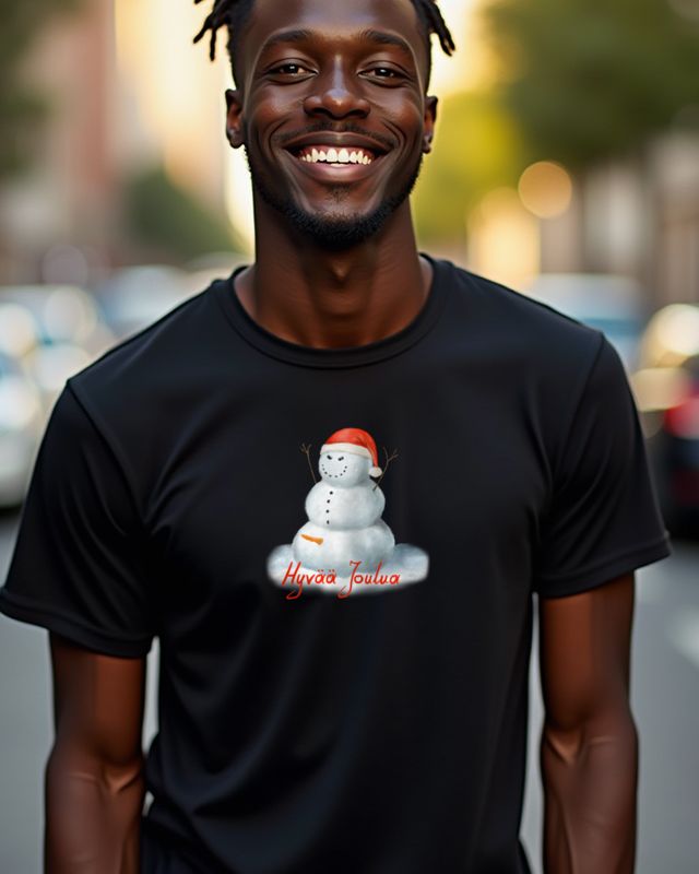 Evil Snowman with Horns - Hyvää Joulua Finnish Xmas – T-Shirt