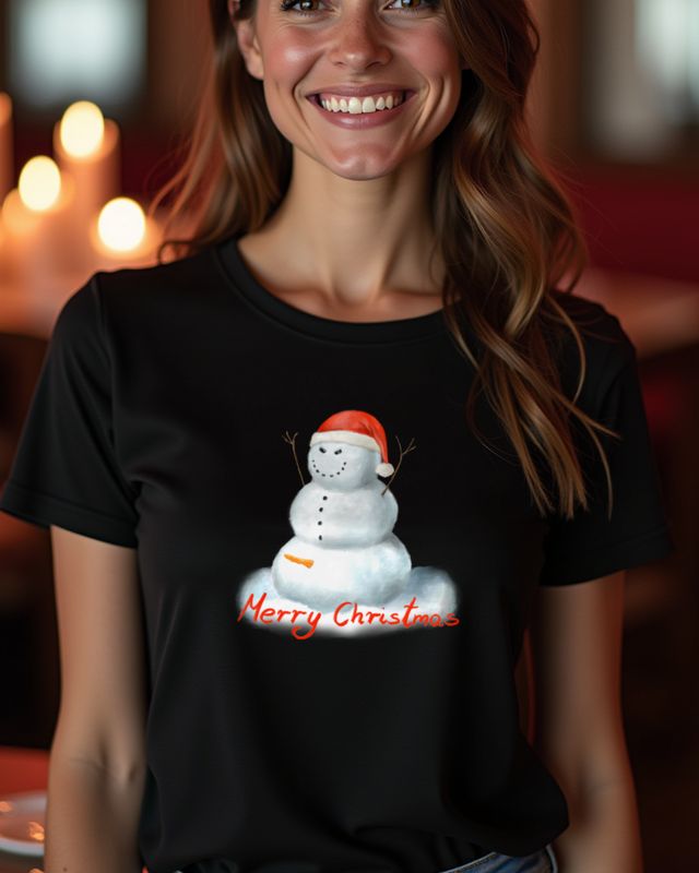 Böser Schneemann mit Hörnern - Merry Christmas - Frech – T-Shirt