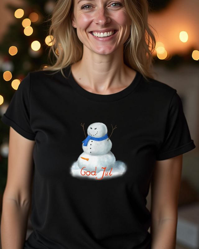 Evil Horny Snowman Santa Hat Scarf God Jul – T-Shirt