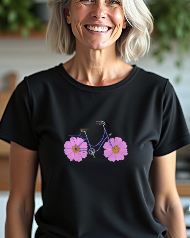 Bike with Flower Wheels - Cute Cycling Gift for Women – T-Shirt