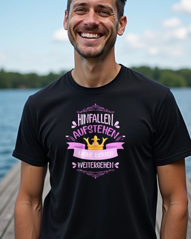 Fall Get Up Fix Your Crown Keep Going - German Motivation โ T-Shirt