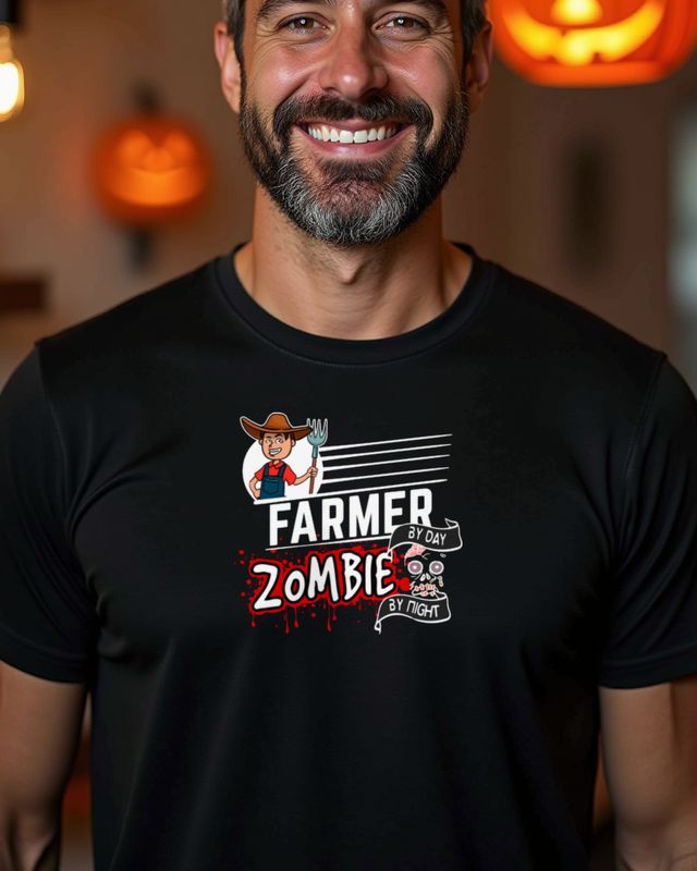 Farmer by Day Zombie by Night - Landwirt Halloween Shirt – T-Shirt