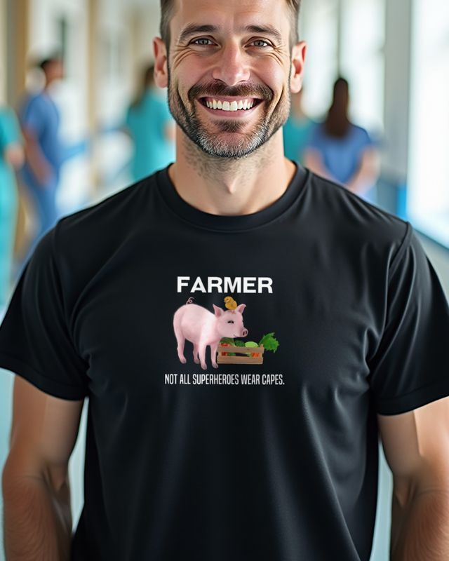 Farmer Not all superheroes wear capes - Pig – T-Shirt