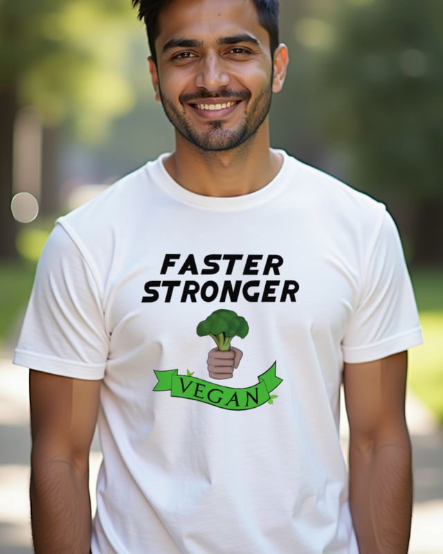 Faster Stronger Vegan Brokkoli - Lustiges Veggie Motiv – T-Shirt