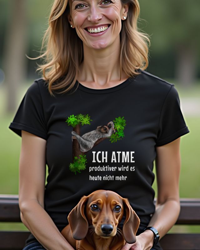 Faultier Ich atme Produktiver wird es nicht - Lustig – T-Shirt