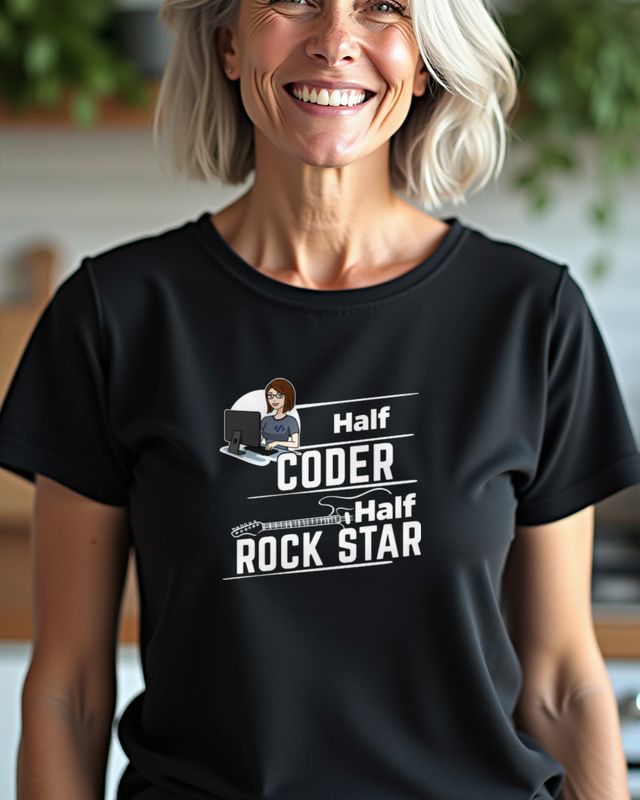 Female Coder Half Rock Star - Programmiererin mit Rock – T-Shirt