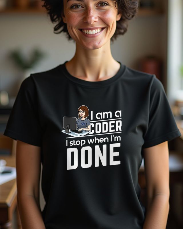 Female Coder I Stop When I’m Done - Programmiererin Spruch – T-Shirt