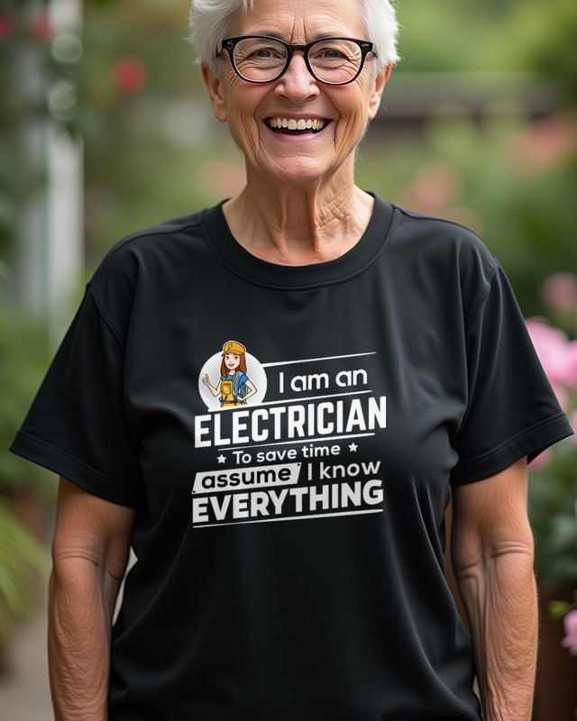 Female Electrician To Save Time - Elektrikerin Spruch Shirt – T-Shirt