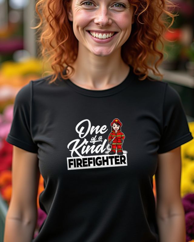 Female Firefighter One of a Kind - Unique Fire Woman Gift – T-Shirt