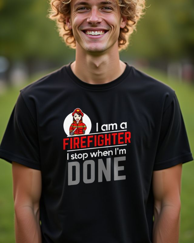 Firefighter I Stop When I’m Done - Feuerwehrfrau Spruch – T-Shirt