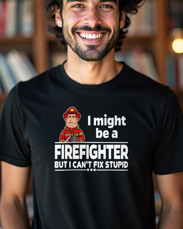 Firefighter - Can’t Fix Stupid - Funny Fire Crew Saying – T-Shirt