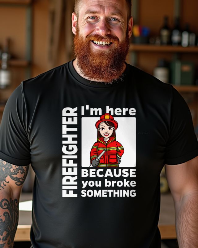 Firefighter I’m Here - Feuerwehrfrau Spruch Geschenk – T-Shirt