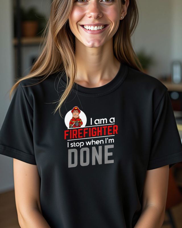 Firefighter I Stop When I’m Done - Feuerwehr Spruch – T-Shirt