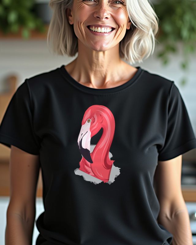 Flamingo Porträt - Rosa Flamingo Illustration – T-Shirt