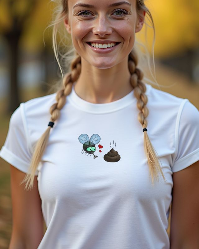 Fliege liebt Kothaufen - Lustiges Insekten Motiv – T-Shirt