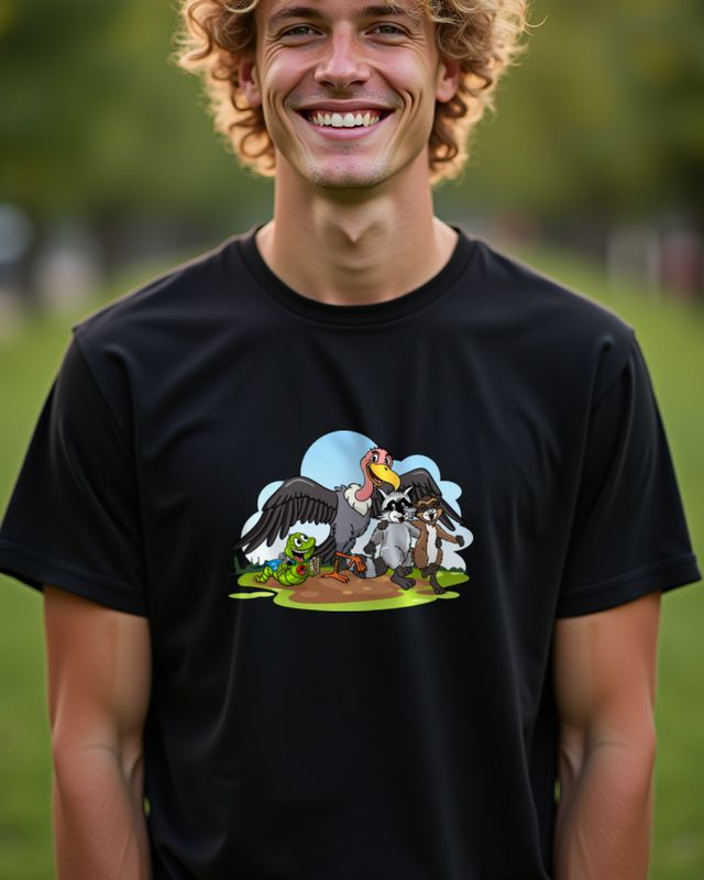 Four Friends - Vulture Raccoon Worm and Squirrel โ T-Shirt