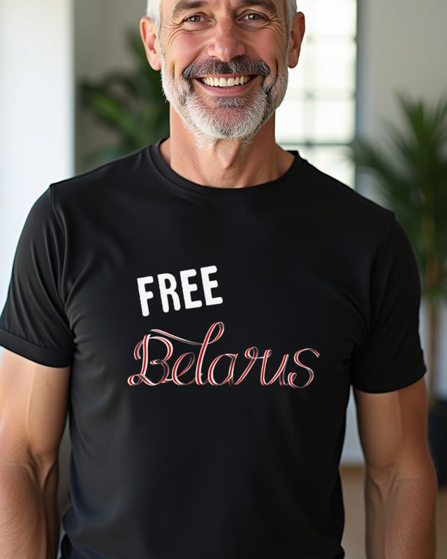 Free Belarus - Schreibschrift Weiß Rot – T-Shirt