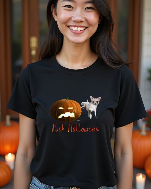 Grumpy Pumpkin Hates Halloween - Anti Halloween Design – T-Shirt