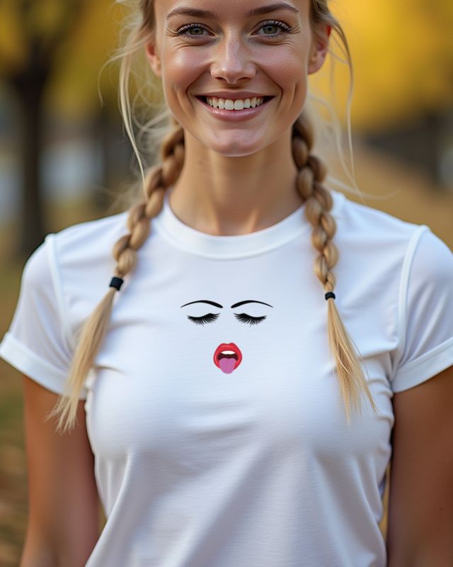Gesicht mit Zunge – T-Shirt