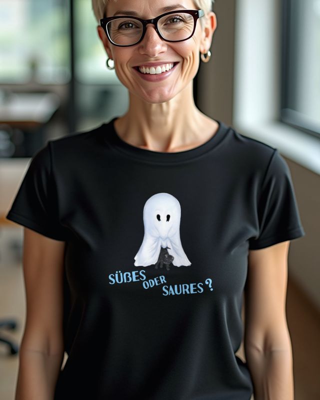 Ghost and Cat - Süßes oder Saures - German Trick or Treat – T-Shirt