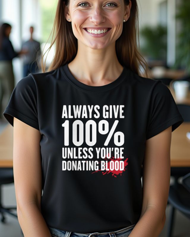 Always Give 100 Percent Unless You’re Donating Blood - Witz – T-Shirt