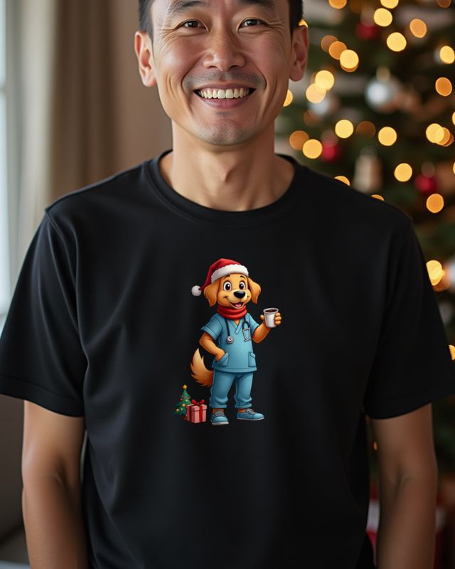 Golden Retriever als Pfleger zu Weihnachten – ohne Text – T-Shirt