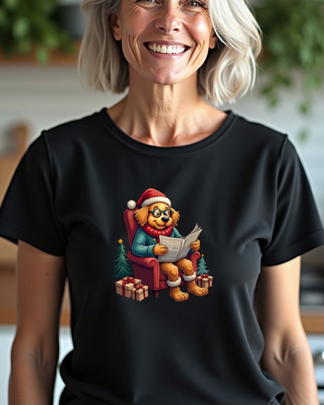 Golden Retriever Grandpa Reading in His Armchair โ No Text โ T-Shirt