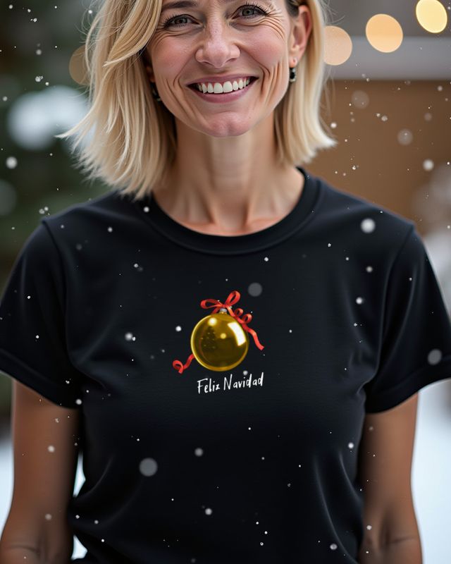 Goldene Weihnachtskugel Feliz Navidad - Weihnachtsshirt – T-Shirt