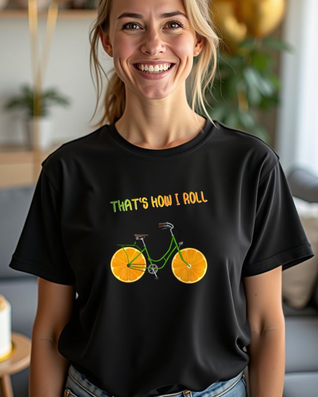 That’s How I Roll Grünes Fahrrad mit Orangen - Radler – T-Shirt