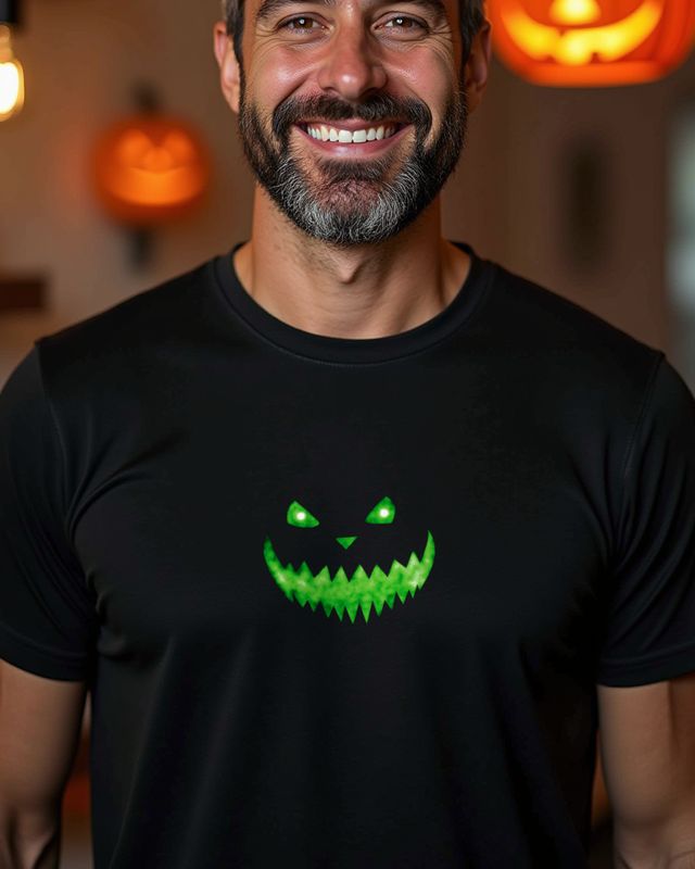 Gruseliges Halloween Gesicht 1 in Grün - Halloween Motiv – T-Shirt
