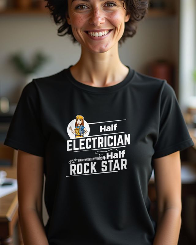 Half Electrician Half Rock Star - Funny Gift for Her β T-Shirt
